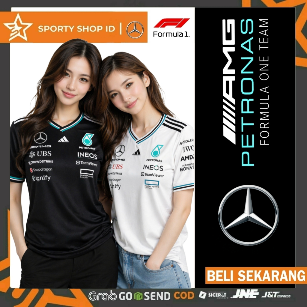 Kaos Baju F1 Mercedes AMG Wanita Cewek Official Team Formula One - Baju Wanita Mercedes Adem Nyaman