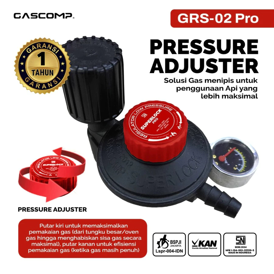 GASCOMP Regulator Meter Superlock Putar GRS-02 Regulator Gas Superlock Regulator Gas Aman Regulator 