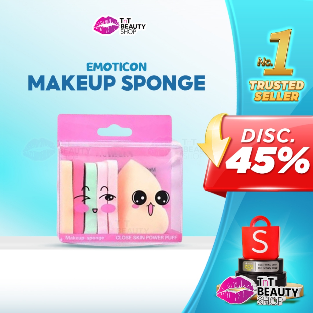 SPONGE EMOTICON 4in1 - 6in1 | Beauty Blender - Sponge Puff Bedak - Sponge Foundation | TnT Beauty Sh