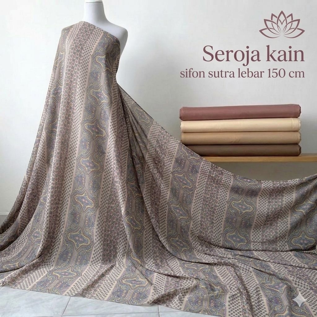 Kain Sifon Sutra Motif Etnik - Lebar 150cm kyt