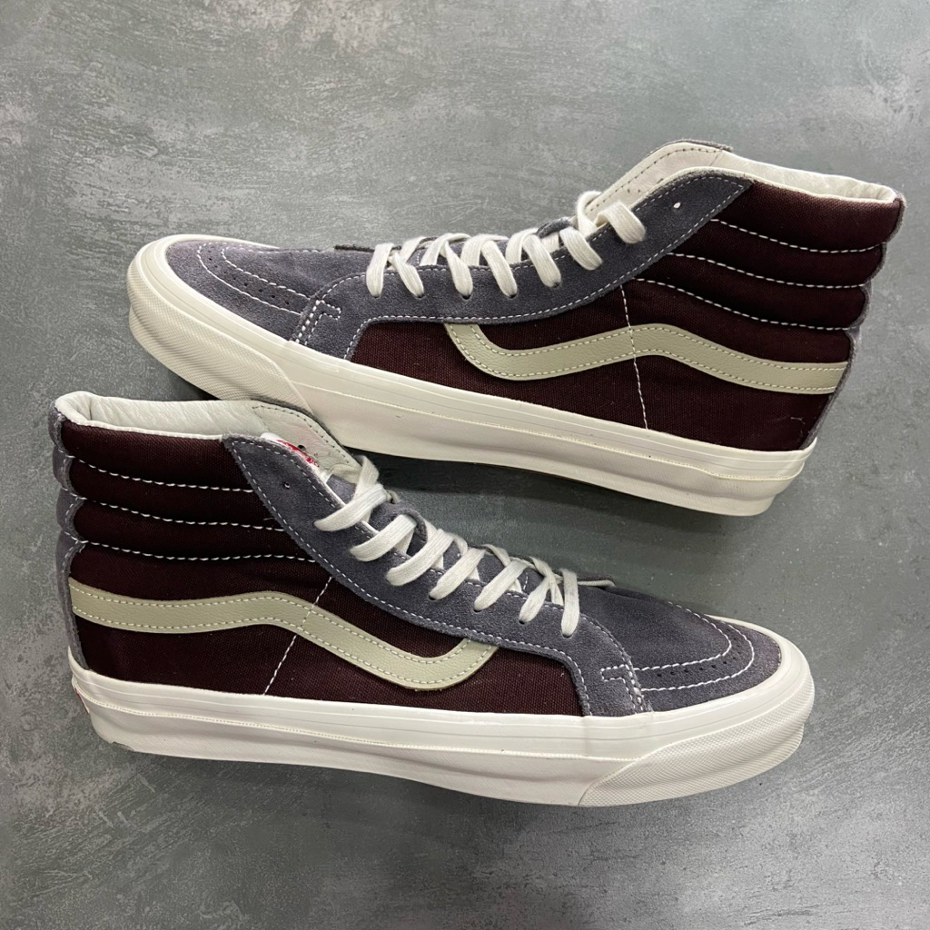 [Size 44.5] Vans Vault OG Sk8-High LX Suede Canvas Periscope Coffee Bean Brown Grey White Second Ori
