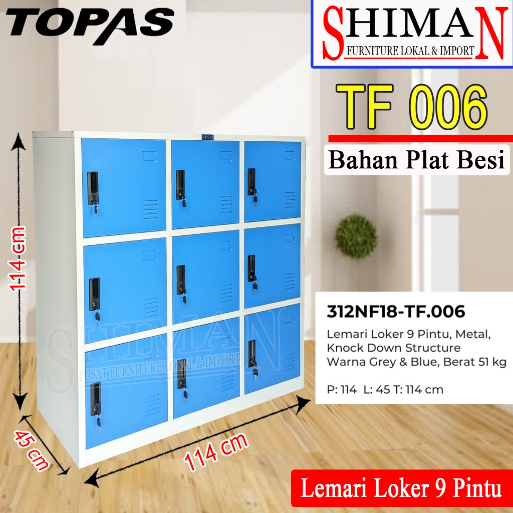 Lemari Loker Besi 9 Pintu TF-006 | Loker Karyawan Besi