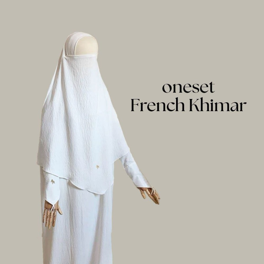 Maslaha Niqab Nafsha Abaya Umroh Set Gamis Putih Syari Set Khimar Cadar | Set abaya umroh