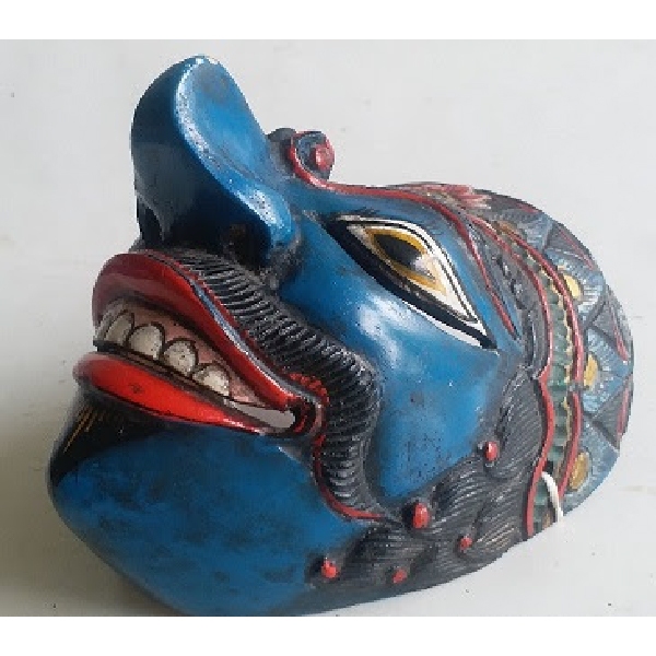 Antik  topeng kayu primitif kuno folks art figur wajah jawa