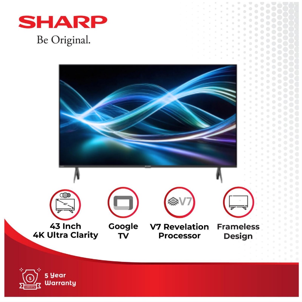 SHARP LED TV 50 Inch 4T-C50HJ6000I Google TV Android 11 DVB-T2 HDMI 3 USB 2 Slot SD Card Remote Joys