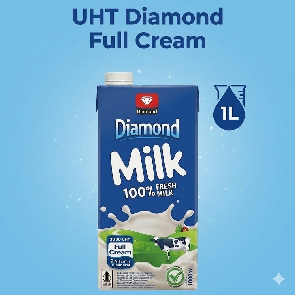 Diamond Milk UHT Full Cream 1 Liter / Susu UHT Diamond Full Cream 1L 100% Fresh Milk
