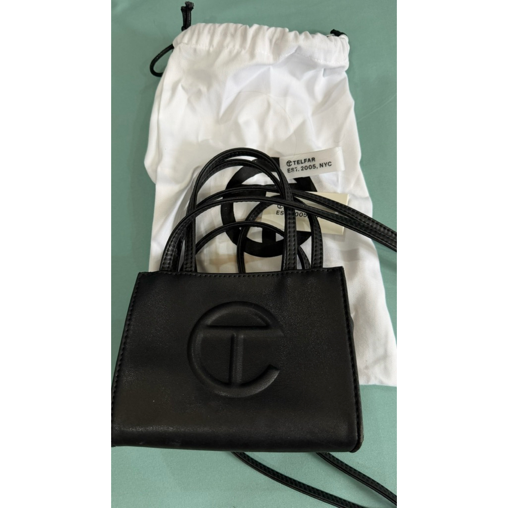 telfar small black shopping bag