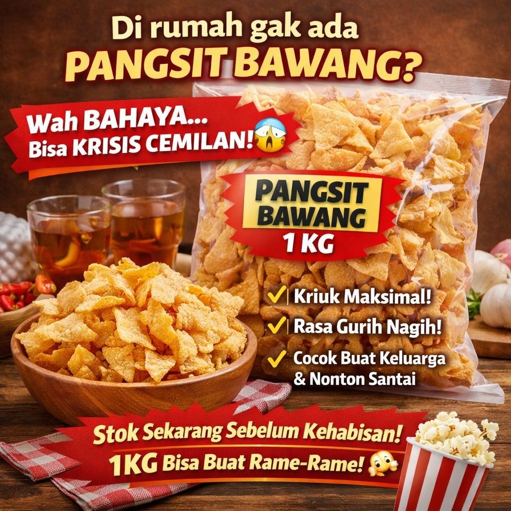 Amanta Segar | Keripik Kripik Pangsit Bawang Ball 1 Kg Gurih Asin Terlaris