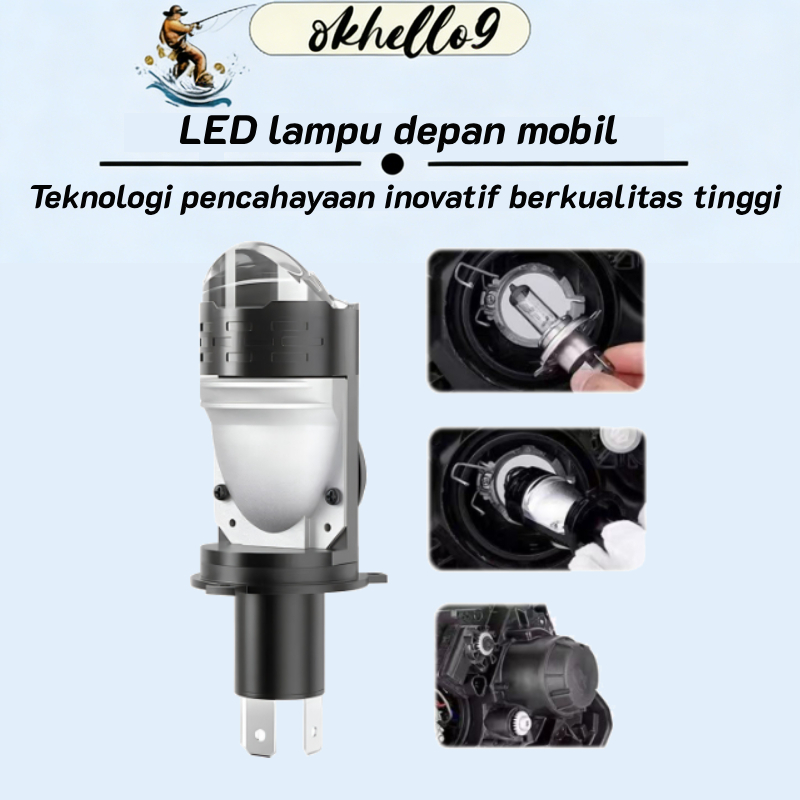 Bohlam Lampu LED H4 Headlight Projector Lens | Kipas Turbo Anti Air Mobil Terang Super