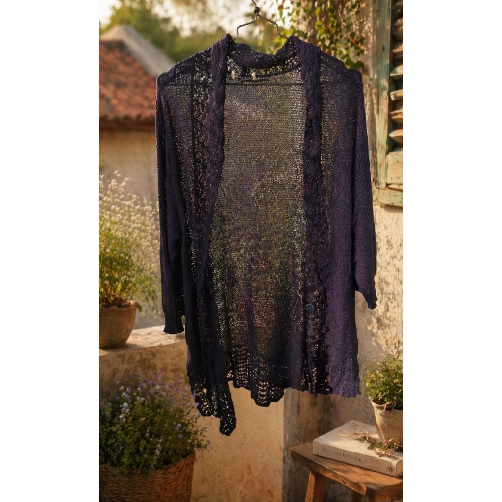 Outer Rajut Warna Biru Dongker