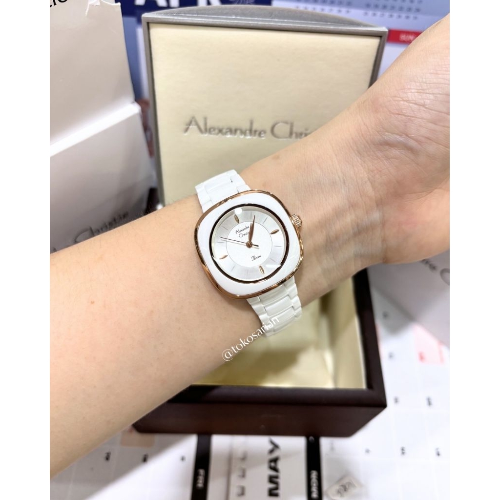 Alexander Christie AC 2C11 LH Original Bergaransi Jam Tangan Rantai Keramik Wanita