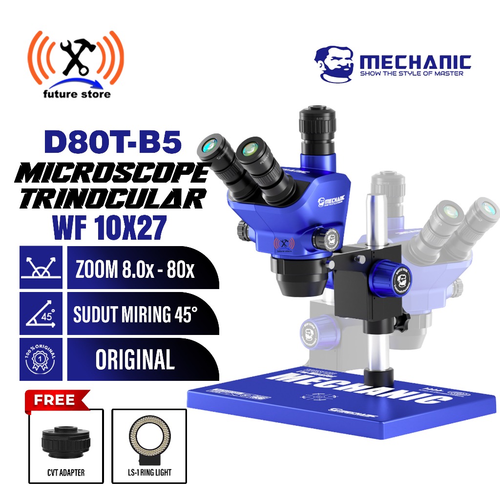 MECHANIC D80T MICROSCOPE TRINOCULAR SUPER ZOOM ORIGINAL - MIKROSKOP TRINOKULAR MECHANIC D80T GALILEO