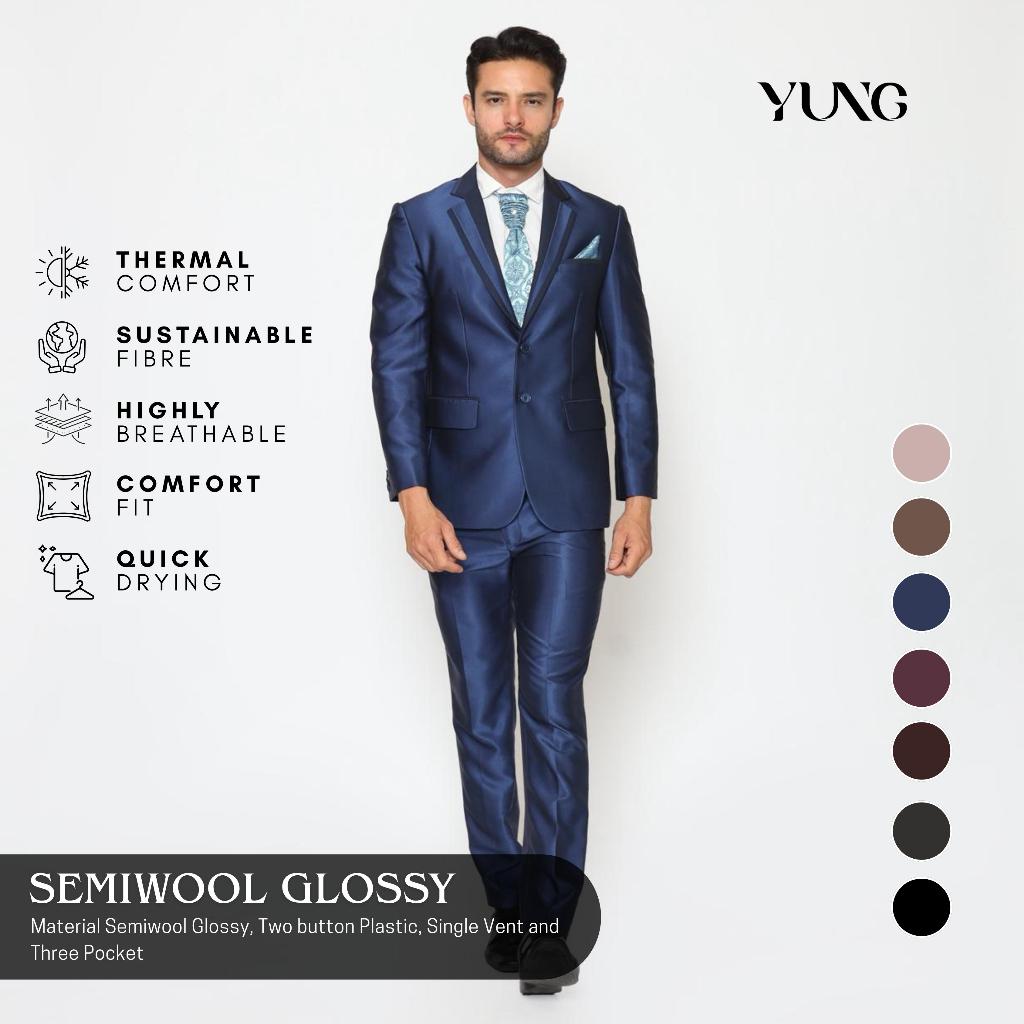 YUNG - Setelan Jas Wedding Pria Semiwool Glossy  XS - 4L