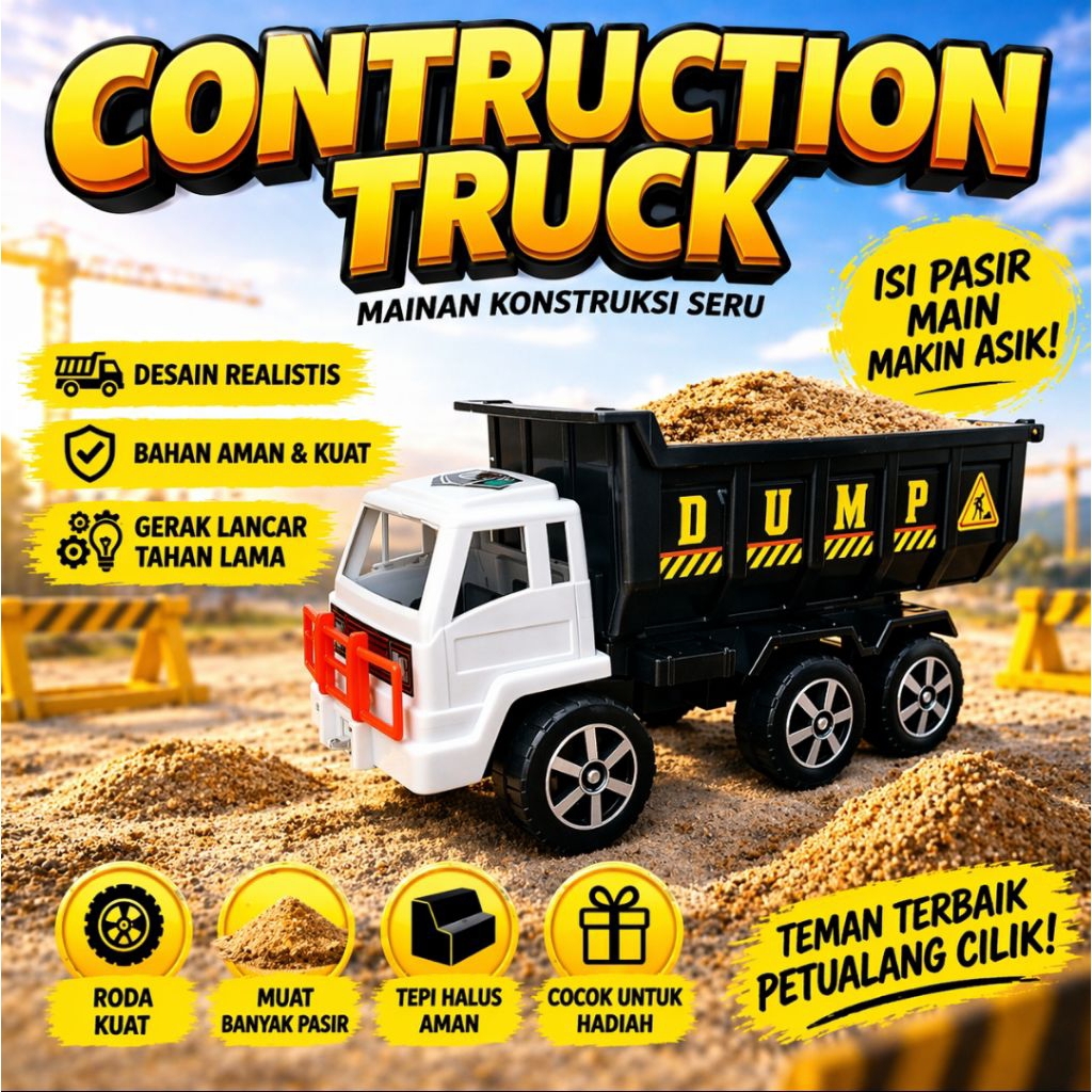 Mainan Truk pasir Besar Anak dump truck besar TTP 02 | Mobil Konstruksi Anak Edukatif Outdoor Mainan
