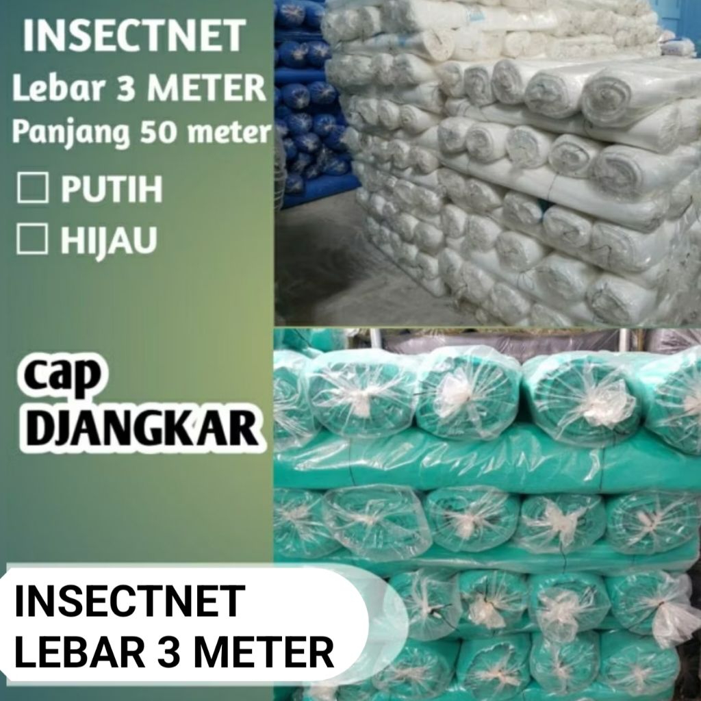 INSECT NET PUTIH & HIJAU lebar 3 meter ROLL