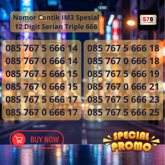 Nomor Cantik IM3 Spesial 12 Digit Serian Triple 666