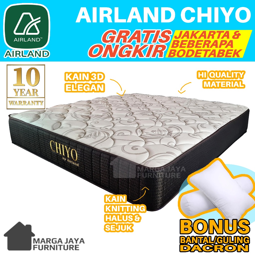 Kasur AIRLAND Chiyo Ori 100% Original Spring Bed Matras Tempat Tidur 120 160 180 120x200 160x200 180