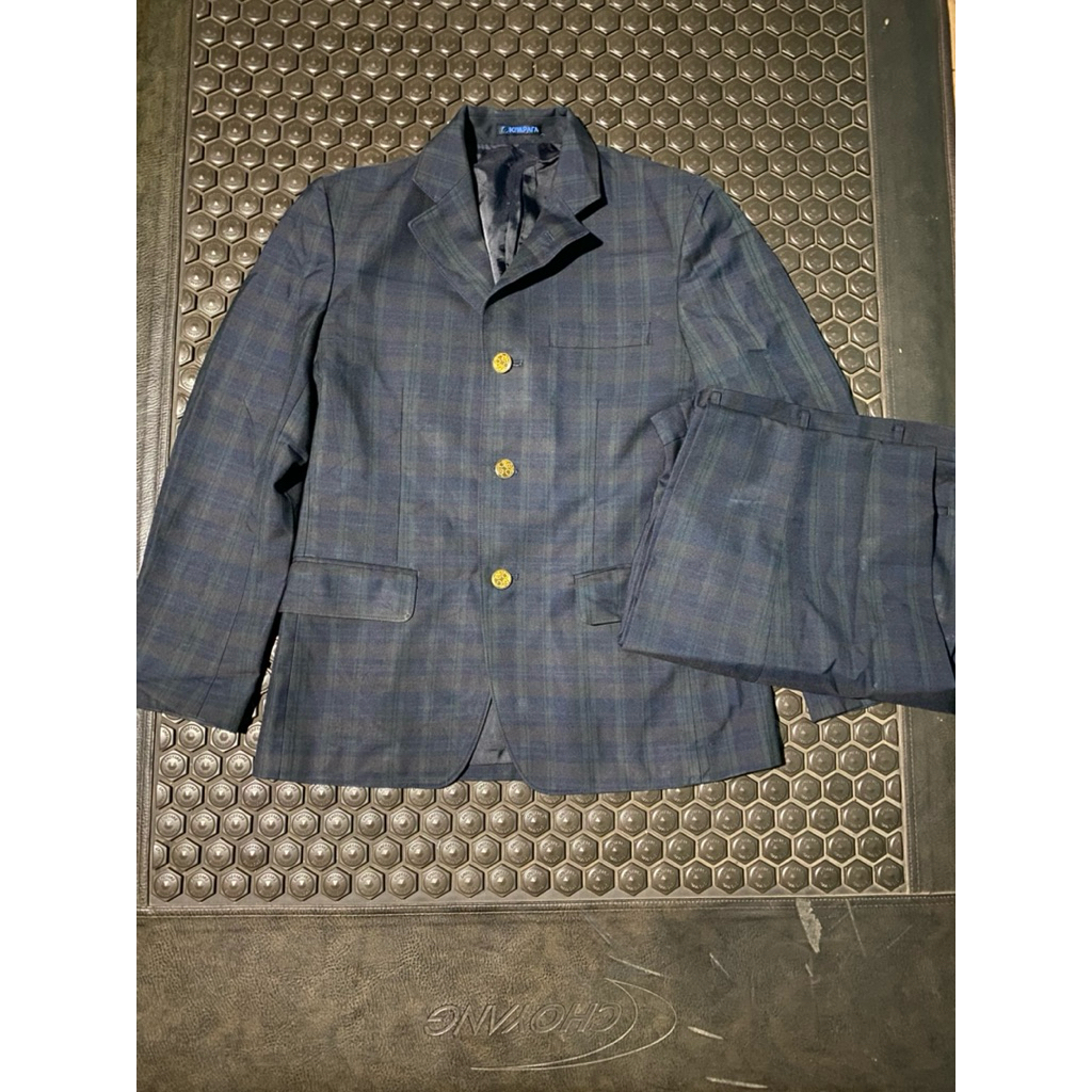 SETELAN MEWAH ZIO NAVY TARTAN BLAZER JAS CELANA BRANDED