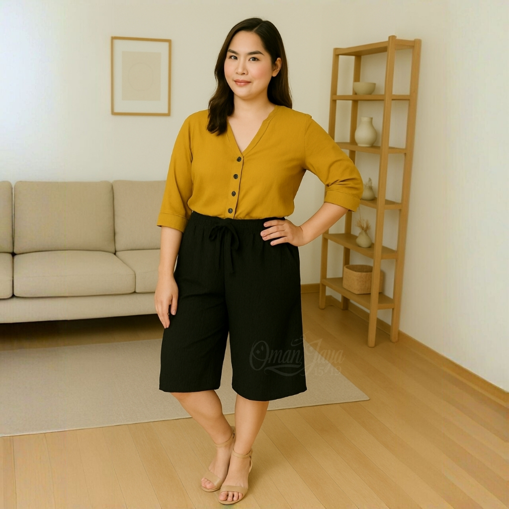 CELANA PENDEK WANITA OMAN KULOT CRINKLE AIRFLOW PREMIUM 7/8 M/L/XL/XXL/SUPER JUMBO