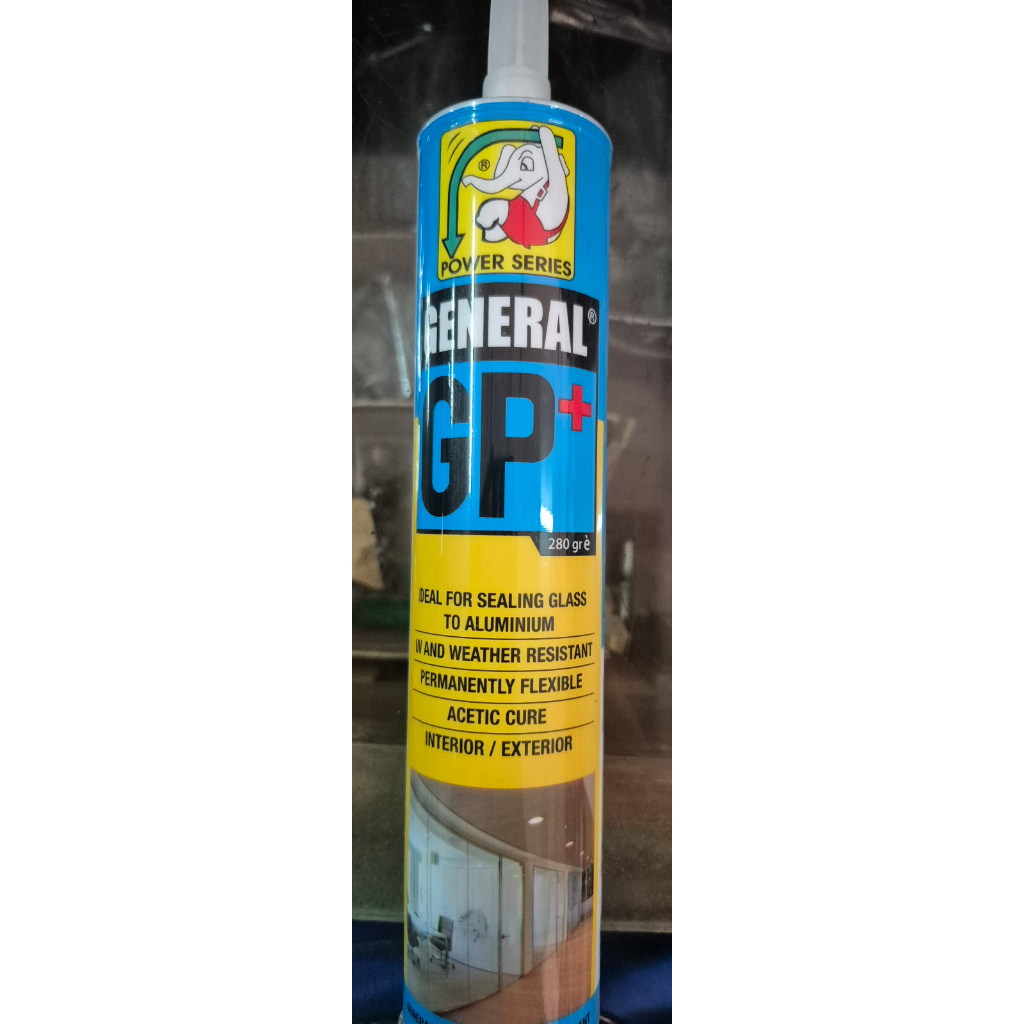 Sealant Asam GP+ General Sealant Kaca Warna Clear Putih Hitam
