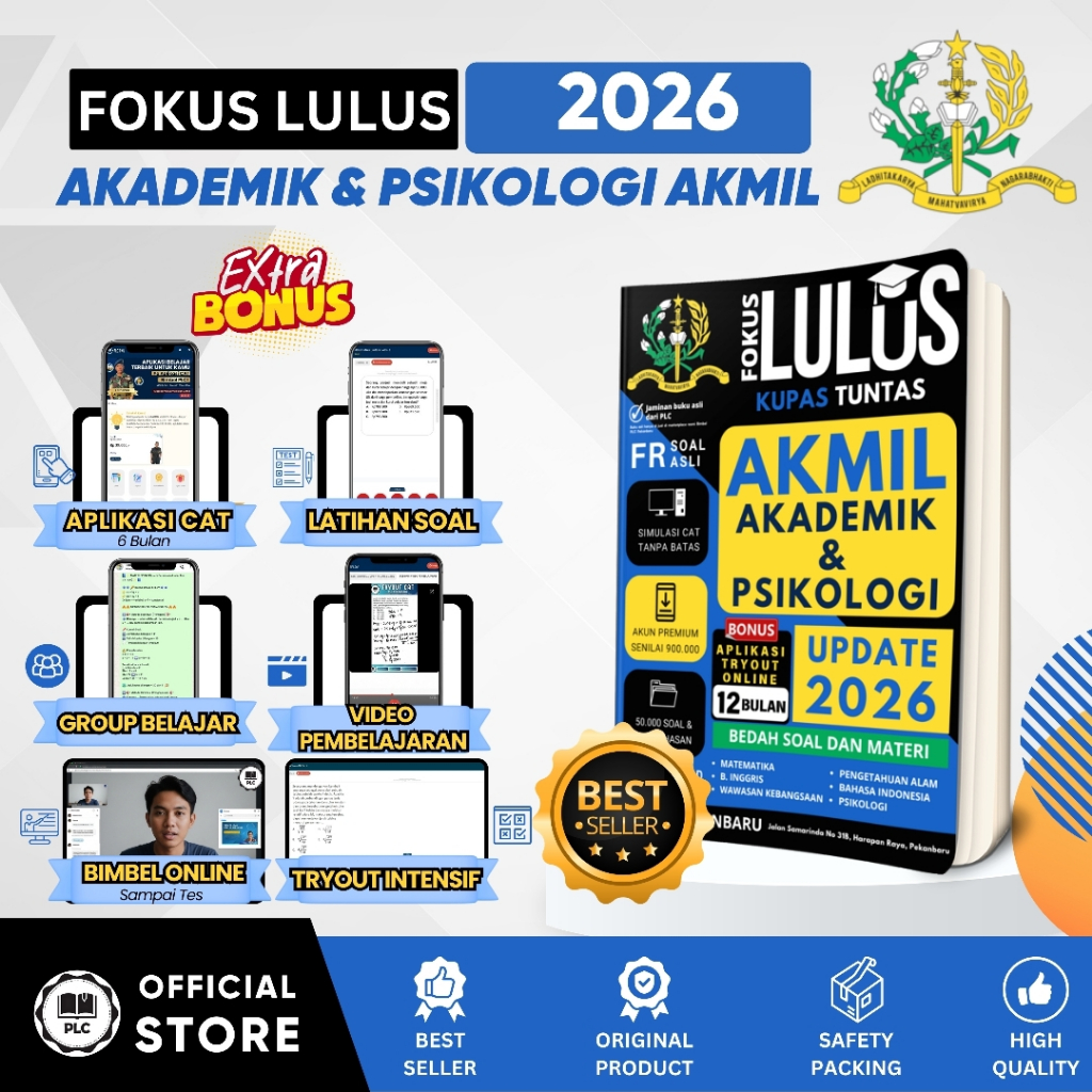 Buku Tes Masuk AKMIL 2026 Materi & Bank Soal Akademik + Psikotes + Pembahasan PLC