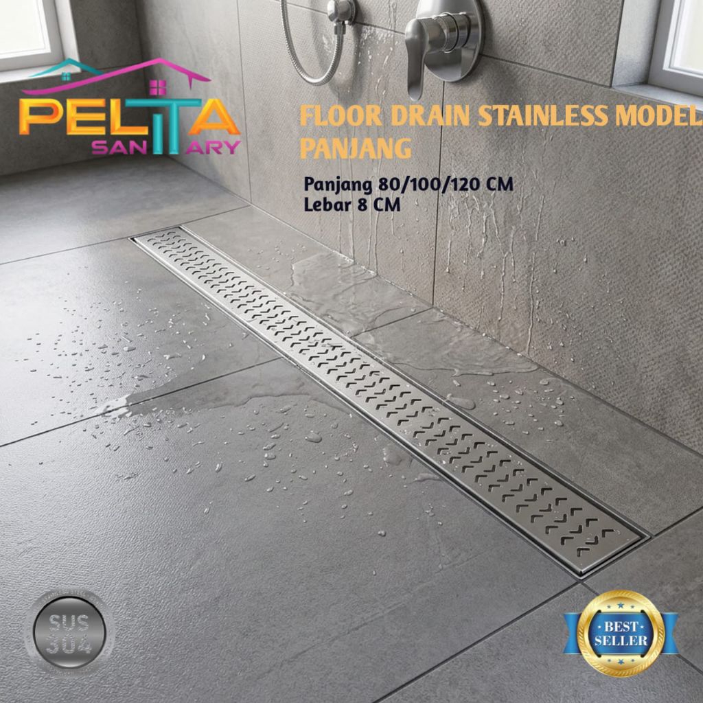 Smart Floor Drain Stainless Panjang 80/100/120 Cm LUBANG SAMPING / Floor Drain Stainless SUS 304 Pan