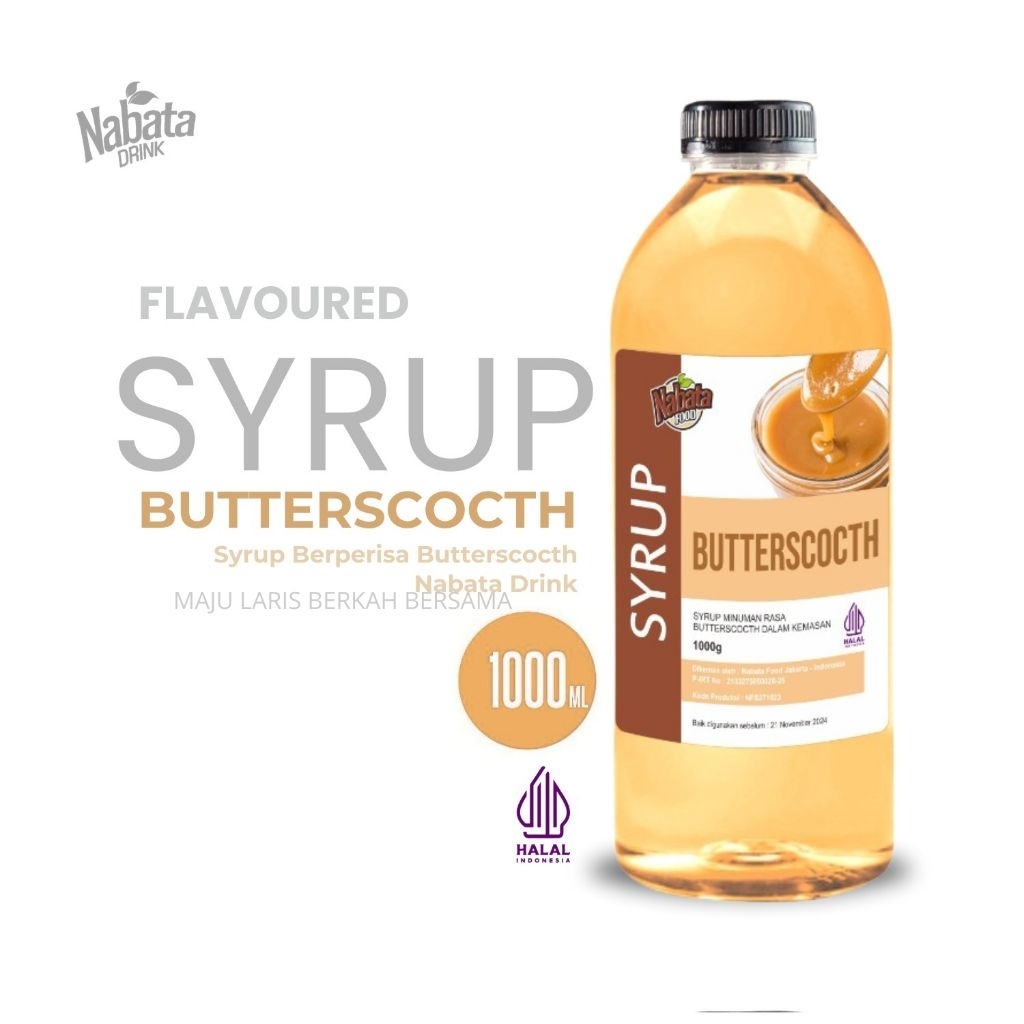 Syrup Butterscotch Halal 1liter| Sirup Butterscotch Sea Salt | Sirup Butterscotch Untuk kopi | Syrup