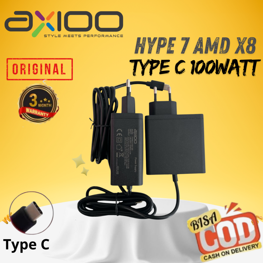 Adaptor Cas 100w Axioo Type C Type Axioo Hype 7 Amd X8 | Hype 5 Amd X6 Garansi 3 Bulan Original