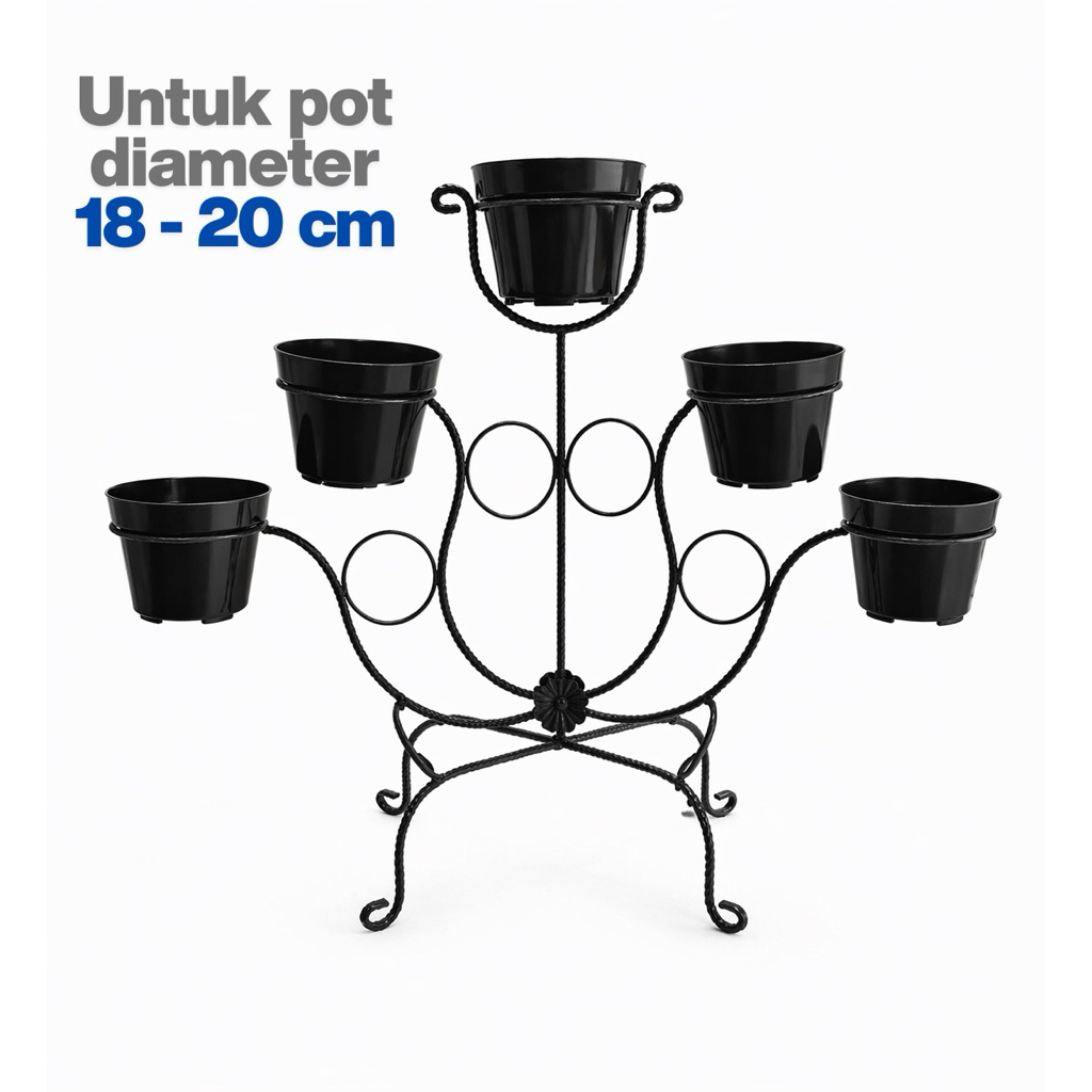 Standing Pot 5 Slot Besi Tempa – Klasik, Kokoh & Elegan