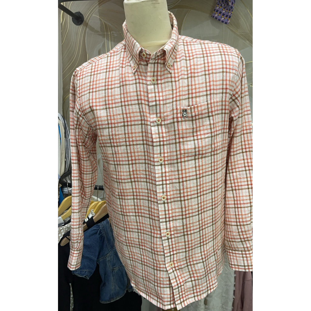 KEMEJA COWOK KATUN MOTIF KOTAK PINK