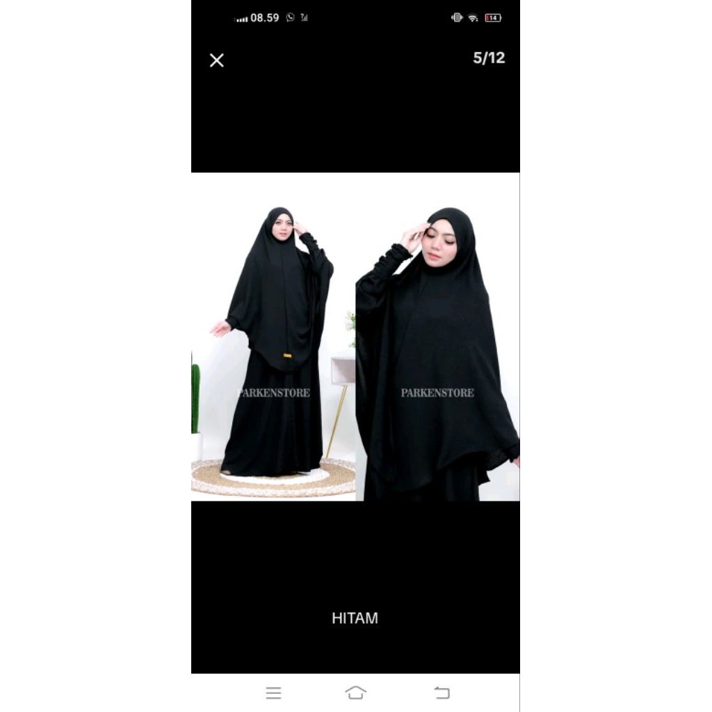 set hijab syar'i plus niqab lengan kepang