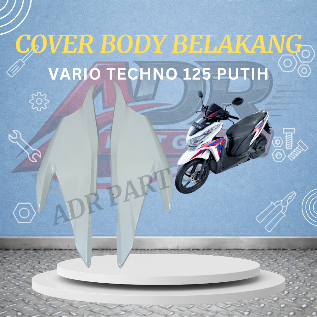 Cover Body Belakang Honda Vario Techno 125 Bodi Samping Vario Techno 125 KZR PUTIH Tenshi