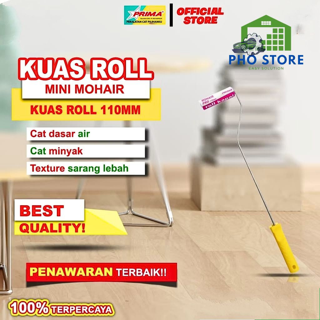 Prima Mini Roll Mohair Roller Cat 4" / 110mm / Roll Cat Kapal Prima Mini Mohair / Set Roller & Refil