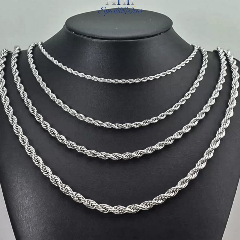 Rantai Tambang Titanium Kalung Pria Wanita Anti Karat Premium 2mm 3mm 4mm 5mm