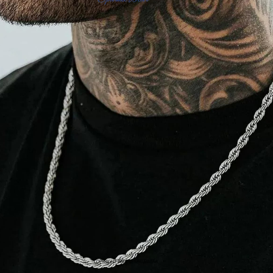 Kalung Tambang Titanium Elegan Anti Karat Pria Wanita Fashion 2-5mm