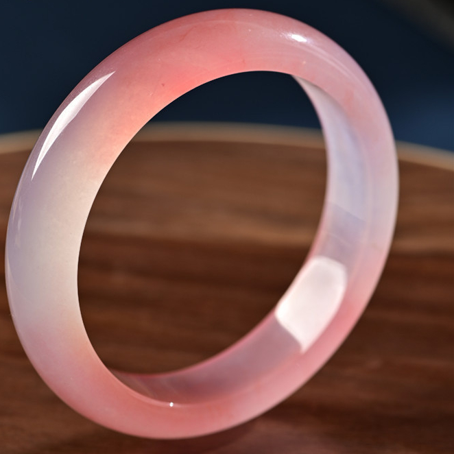 Gelang giok merah muda peach, gelang giok Gobi tipe es, gelang giok merah muda hibiscus jadeite.