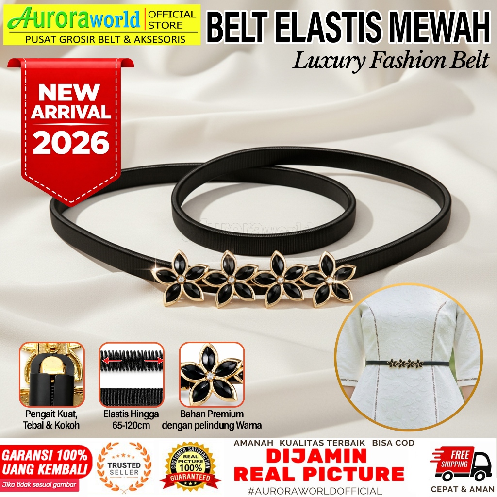 AURORAWORLD GESPER BELT ELASTIS IKAT PINGGANG WANITA KECE UNTUK DRESS GAMIS TUNIK SABUK FASHION
