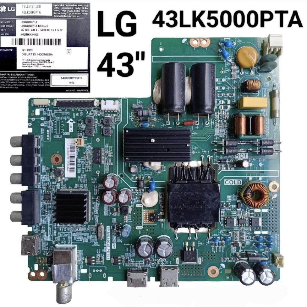 Mainboard LED TV LG 43" 43LK5000PTA 43 LK5000 PTA 43LK5000 43 inch MB