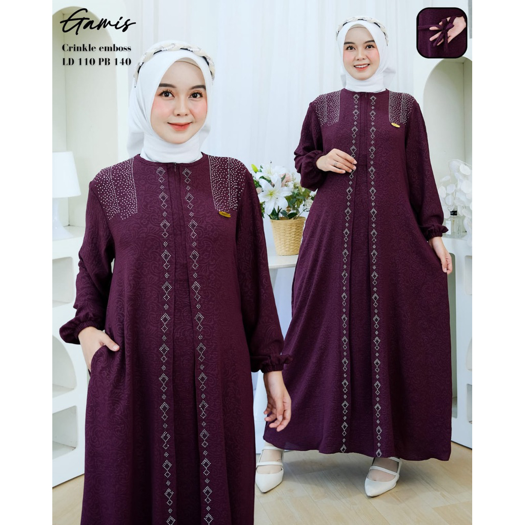 ANNISA gamis fashion wanita kekinian bahan emboss premium RIANA dress