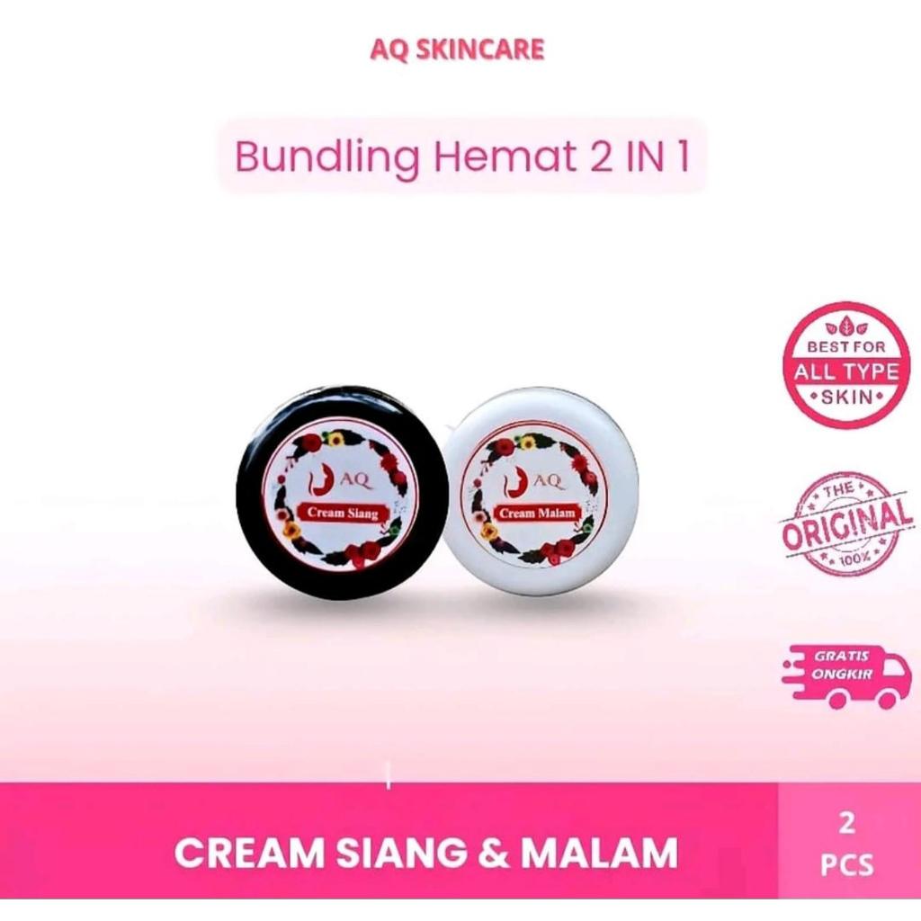 AQ Skincare Paket 2 pcs Cream Siang & Malam Merehenerasi Sel Kulit Mati Original untuk Wajah Hitam