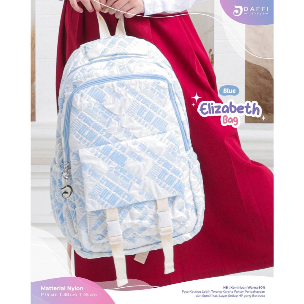 Elizabeth Bag Tas Ransel Daffi Hijab Bahan Nylon Bermotif Terbaru