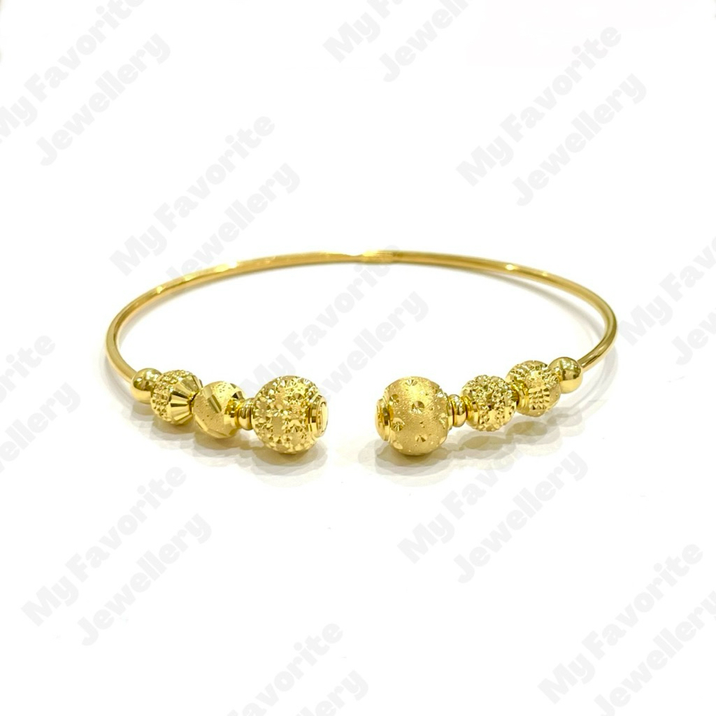 Gelang Tinju 6 Bola Kristal 5.7cm Merk Ubs Emas Asli Kadar 875 20K
