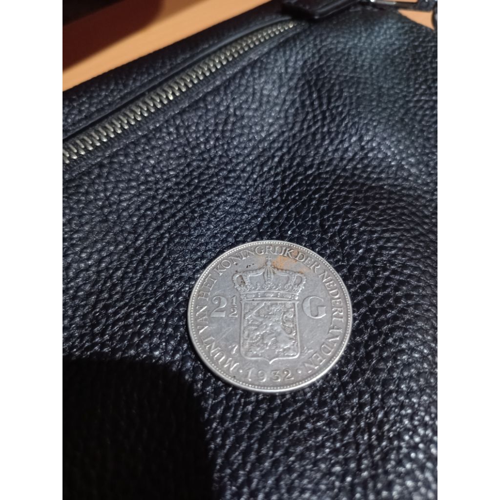 Koin Perak Belanda 2½ Gulden 1932 Wilhelmina Asli. Negara Asal Belanda Tahun 1932