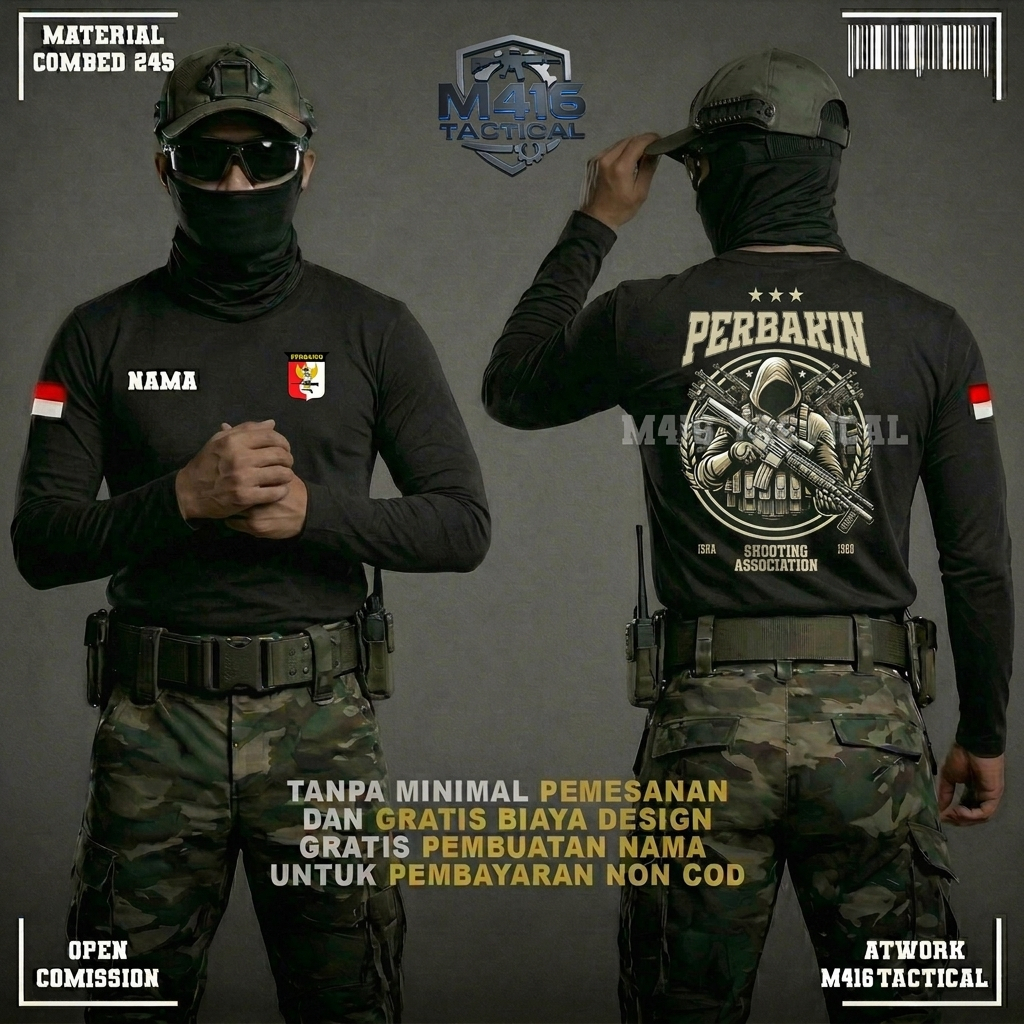 Kaos Perbakin Gratis Nama Tshirt Menembak pemburu outdoor tacktical military Original cotton combed 