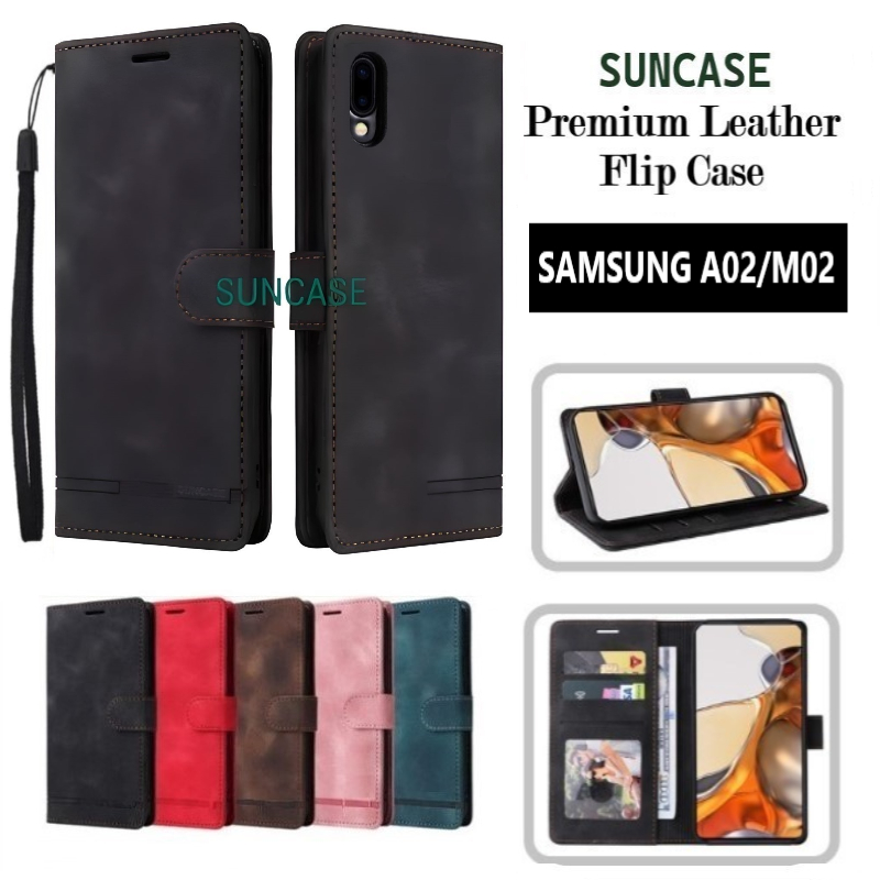 Casing hp SAMSUNG A02 M02 model flip dompet softcase premium ada tali