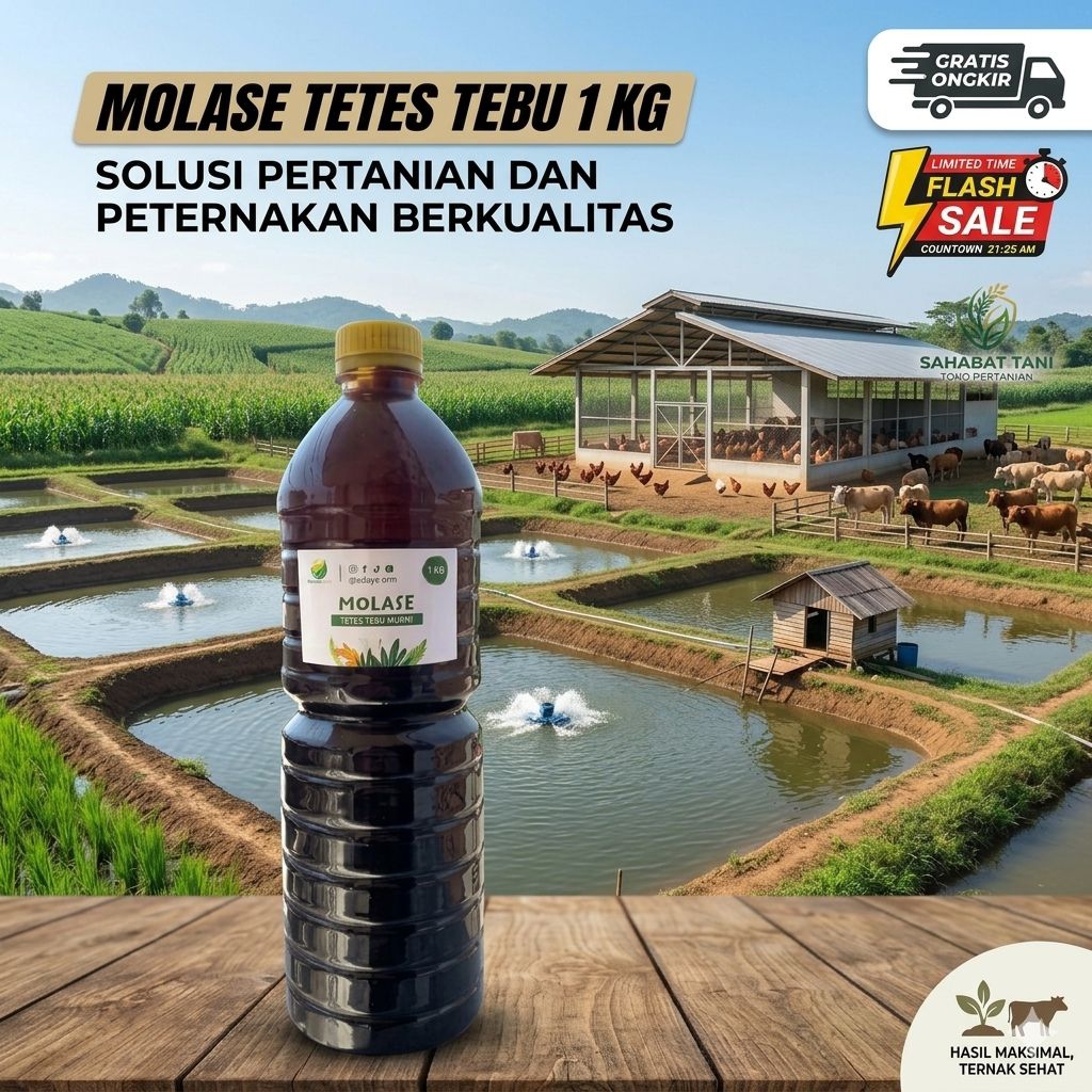Molase Tetes Tebu Murni 1 kg - Molases Super untuk Peternakan & Perikanan
