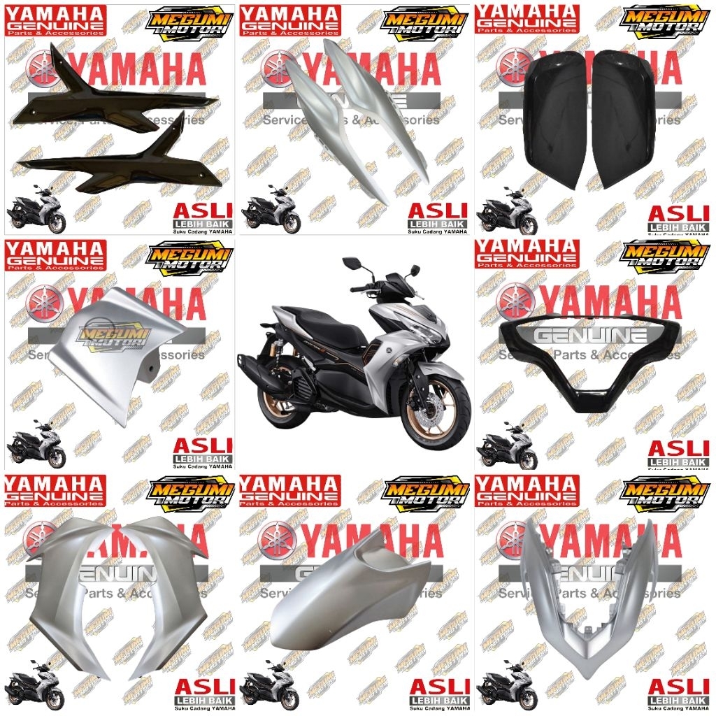 FULL SET COVER BODY HALUS NEW AEROX 155 CONNECTED ABS SILVER (2023) ORIGINAL YAMAHA BBP