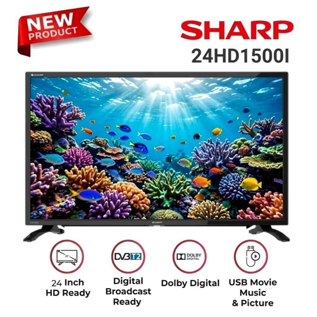 (INSTAN JOGJA) Sharp AQUOS 24 Inch Digital TV 2T-C24HD1500I - USB Movie Wide Colour SNI Garansi Resm