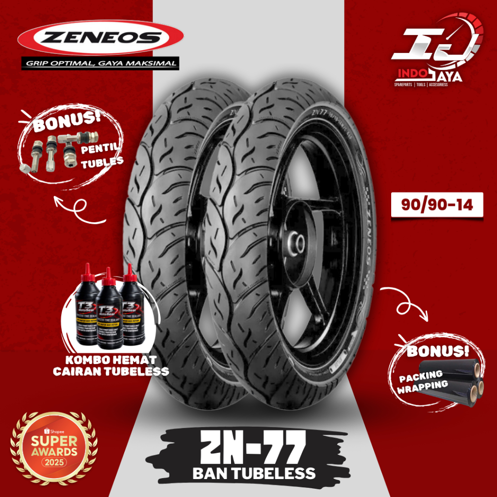 [READY COD] BAN LUAR TUBELESS ZENEOS ZN77 ( 90/90-14) RING 14 / BAN MATIC DEPAN BELAKANG / ZN-77 / Z