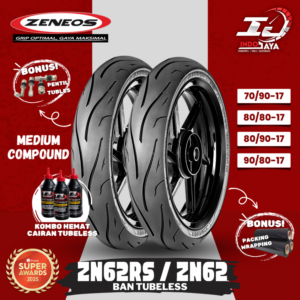 [READY] BAN LUAR TUBELESS ZENEOS ZN62 (70/90-17 - 80/80-17 - 80/90-17 - 90/80-17) BAN BEBEK / BAN DE